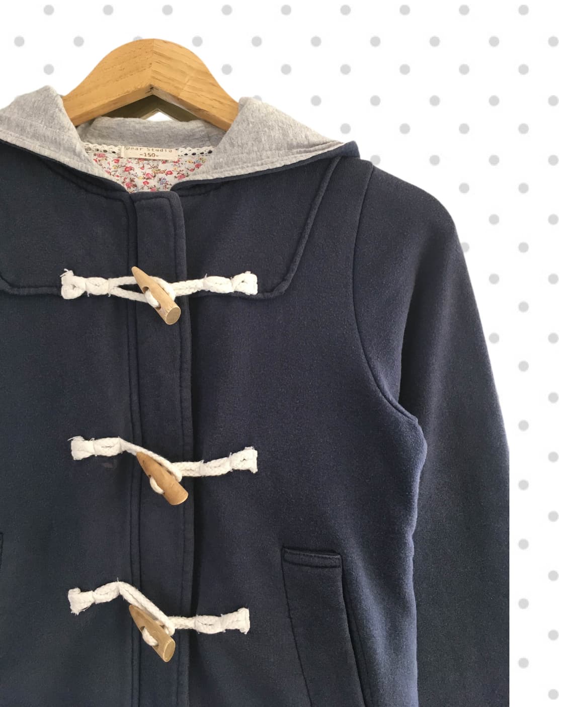 vintage toggle button hooded zip-up navy 상품이미지7