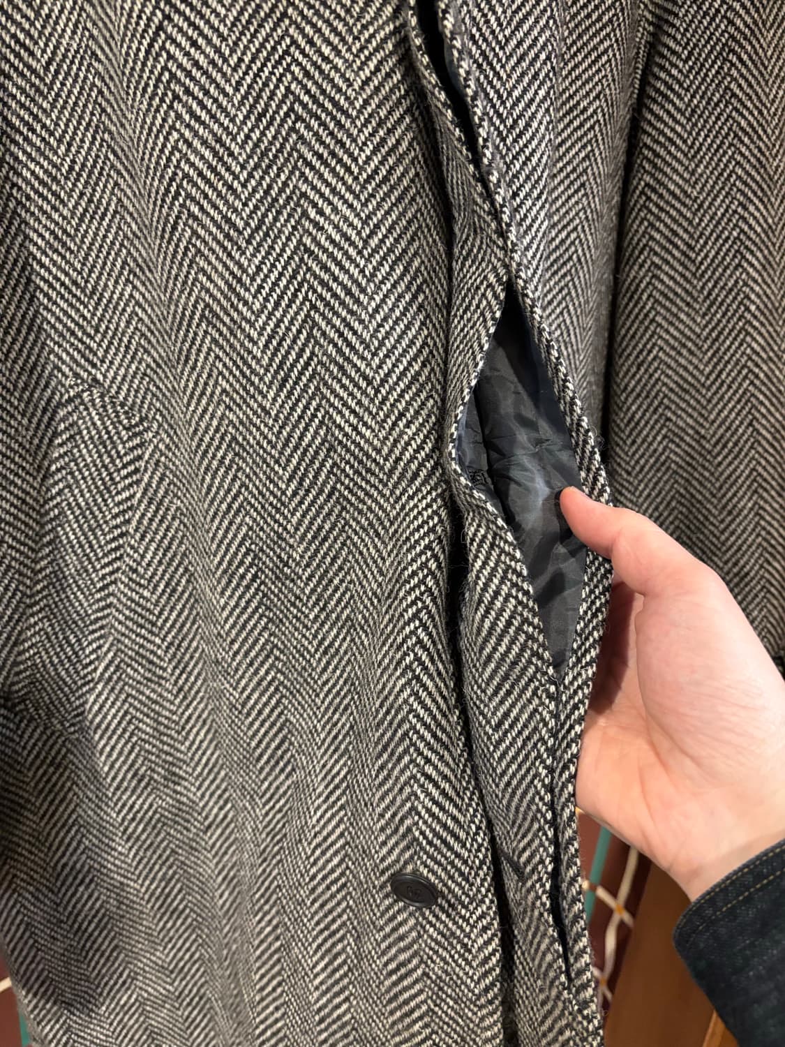 일본 헤링본 싱글코트 상품이미지4