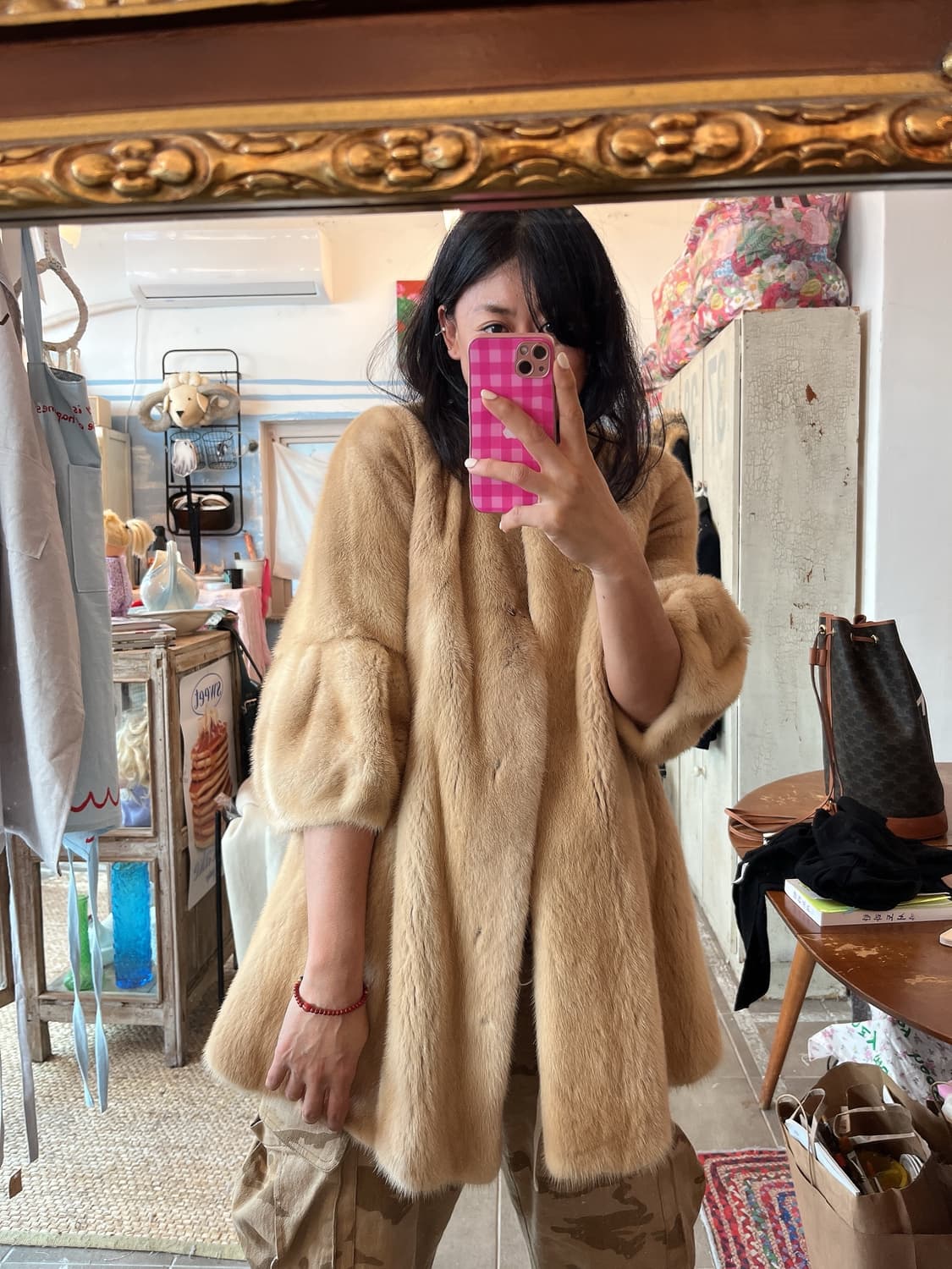 밍크 퍼프 소매 코트 상품이미지1