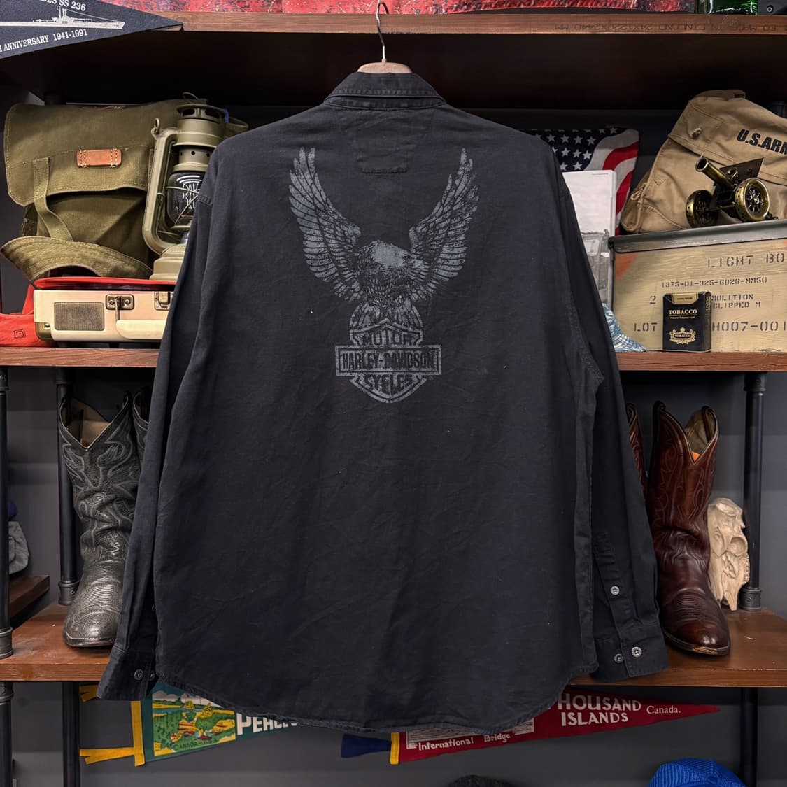 00s 할리데이비슨 유틸포켓 시그니처 이글 프린팅 워크셔츠  N276 상품이미지2
