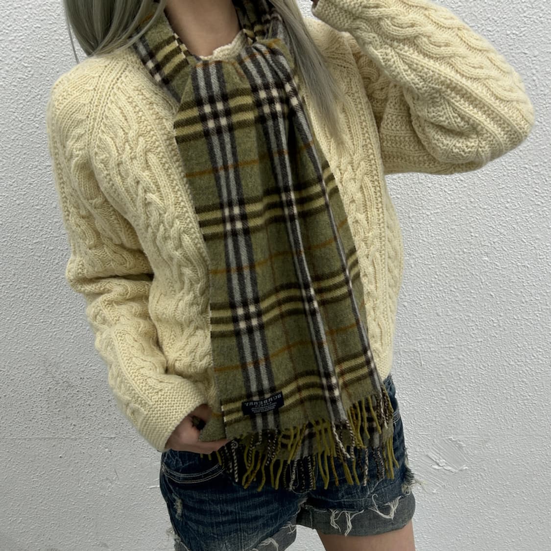 버버리 그린 노바체크 램스울 머플러 상품이미지1