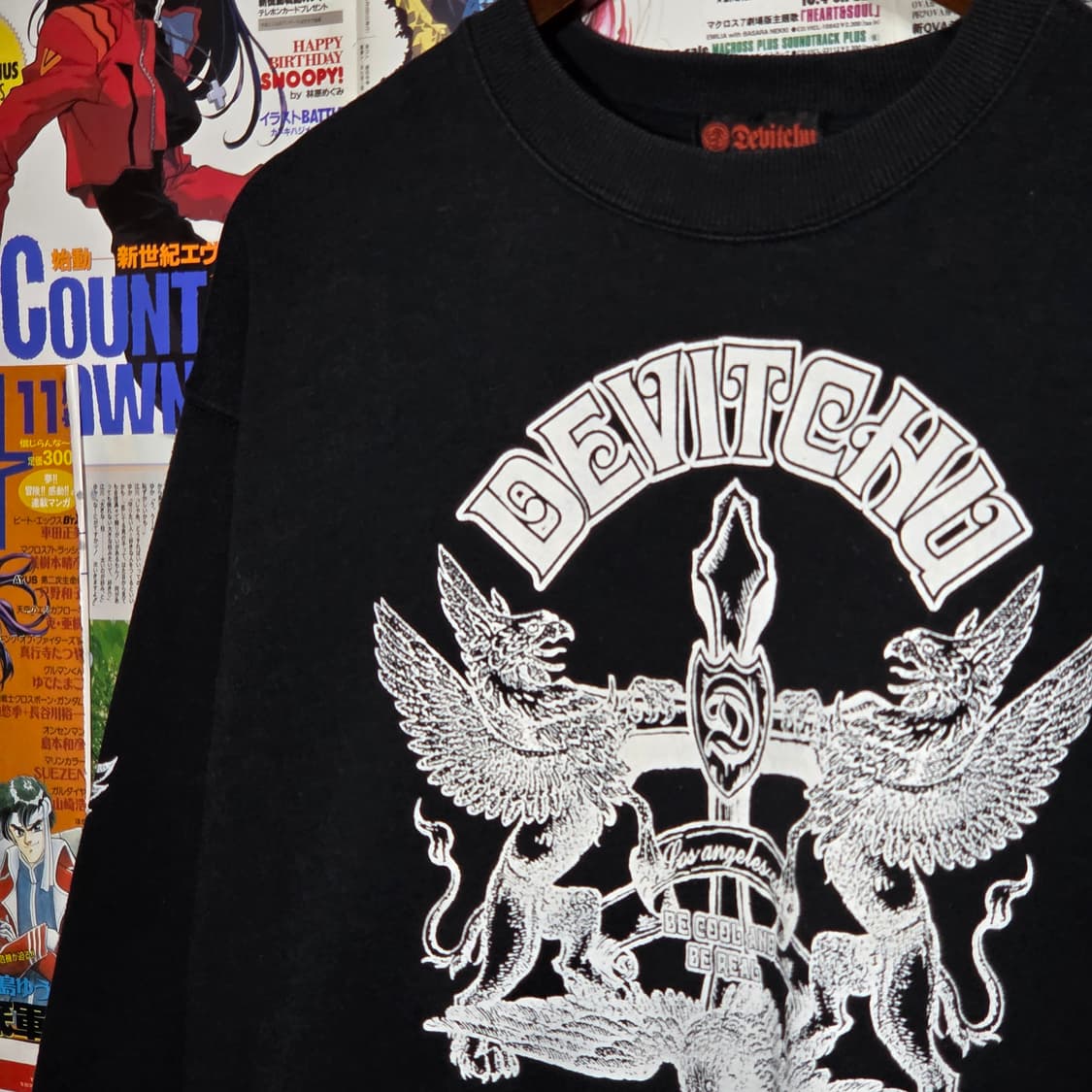 JPN 펑크 날개 프린팅 블랙 약기모 맨투맨 상품이미지3