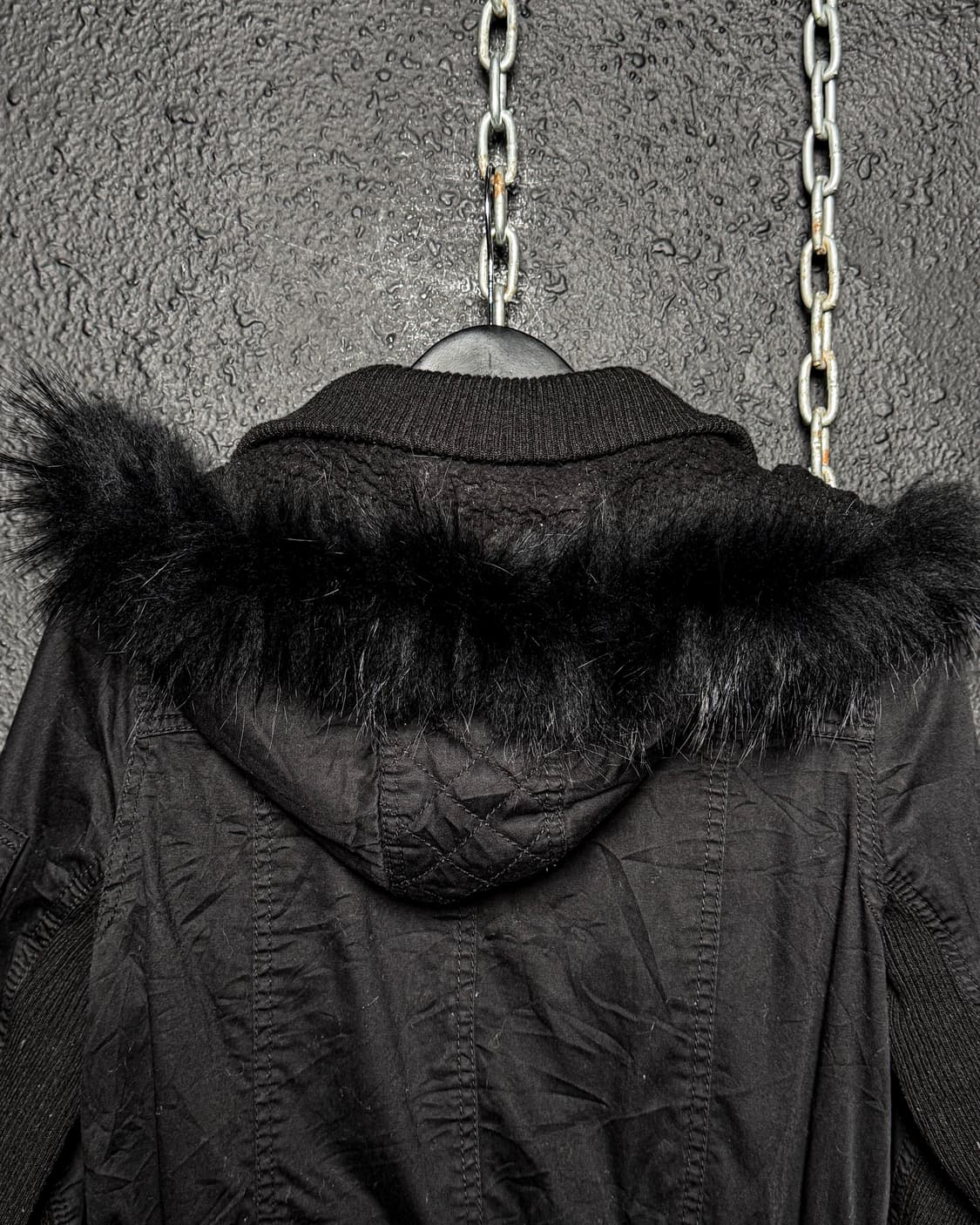 Fur Hooded Black Field Jacket 상품이미지8