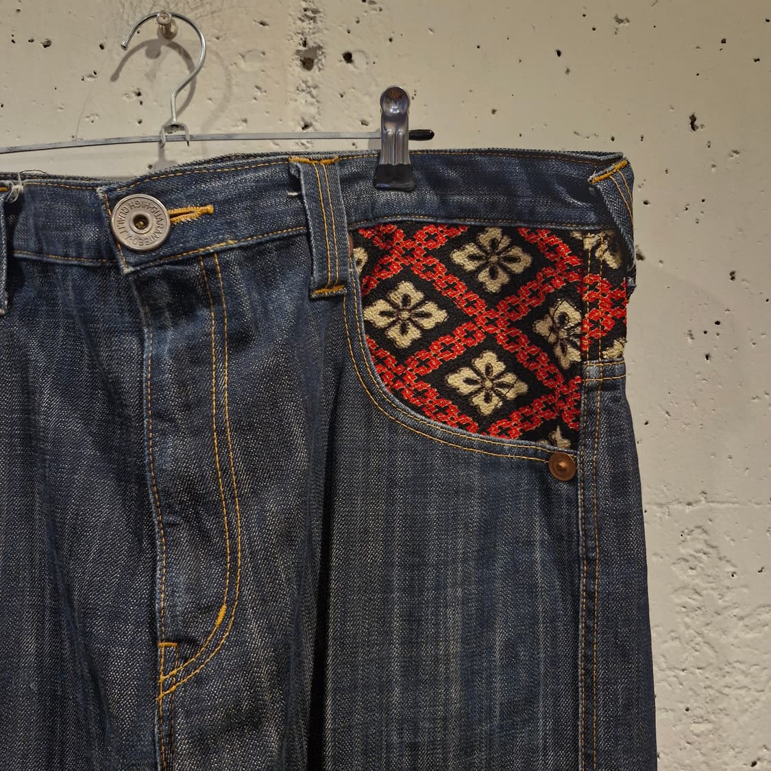 일본 JPN 빈티지 오리엔탈 패치워크 자수 데님 상품이미지3