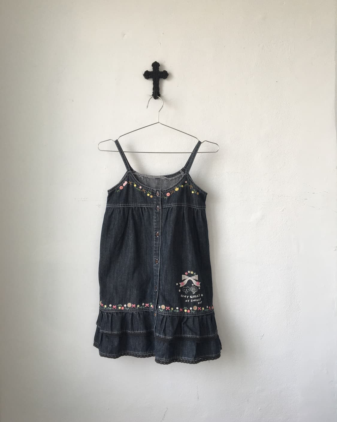 Embroidery point denim sleeveless one pi 상품이미지2