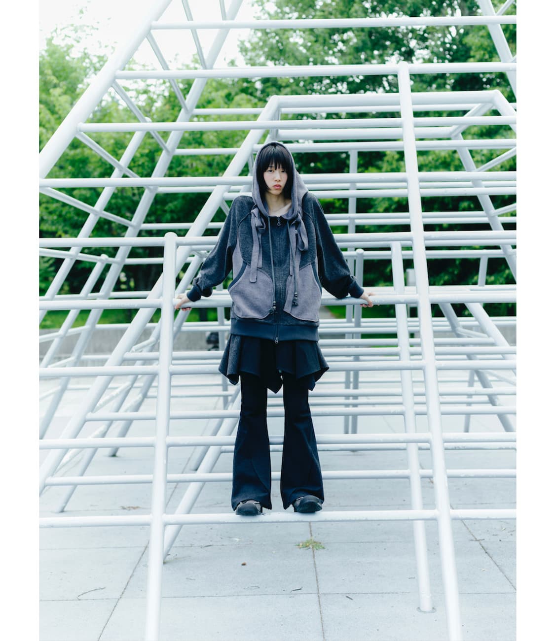 코이세이오 폴딩 언발란스 스커트 차콜+ 코이세이오 라운드 핀턱 팬츠 상품이미지1