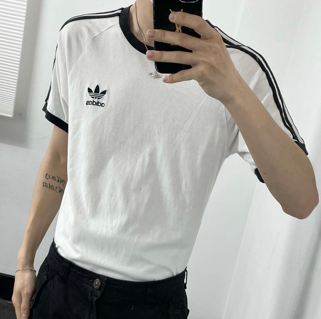 아디다스 삼선 파이어버드 화이트 반팔 티셔츠 상품이미지1