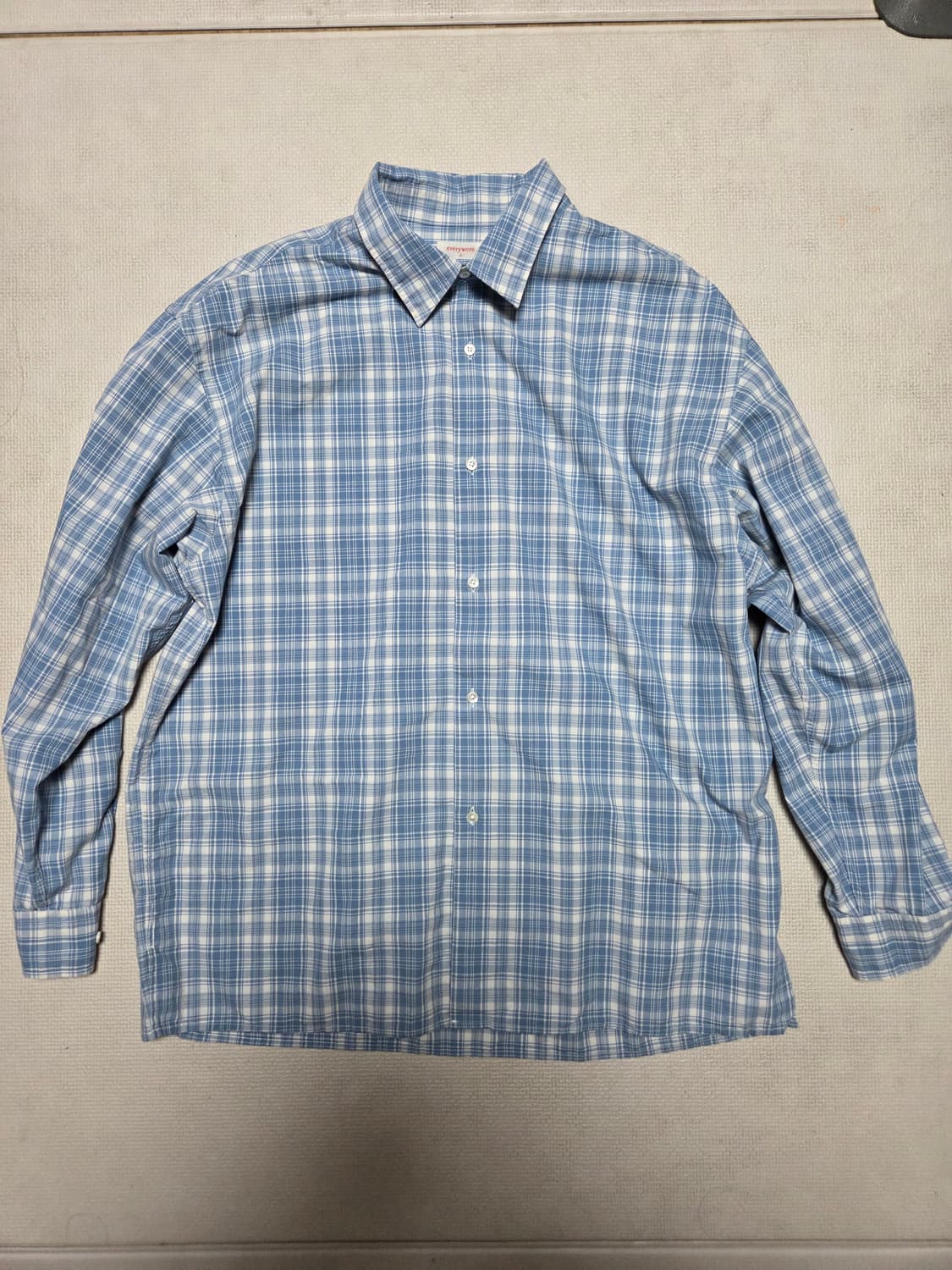 (4) 에브리원 에브리데이 체크셔츠 라이트블루 상품이미지3