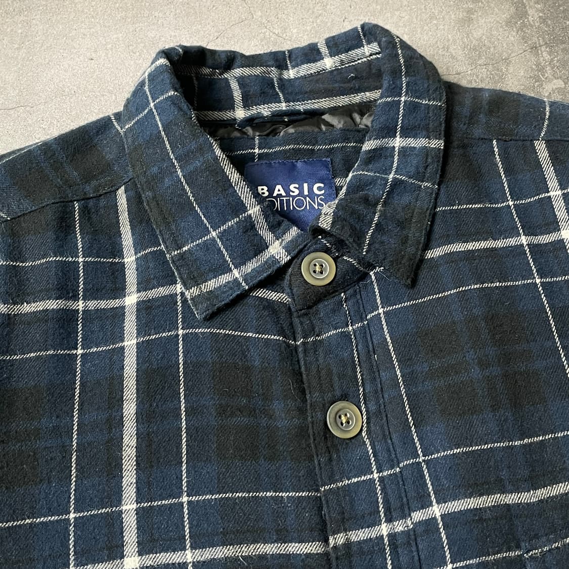 BASIC EDITIONS 빈티지 네이비 체크 퀄팅 셔츠자켓 A00452 상품이미지2