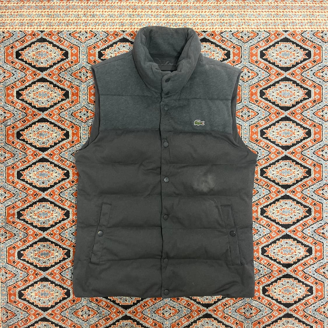 라코스테 그레이 면 버튼 패딩조끼 48 남성M 상품이미지1