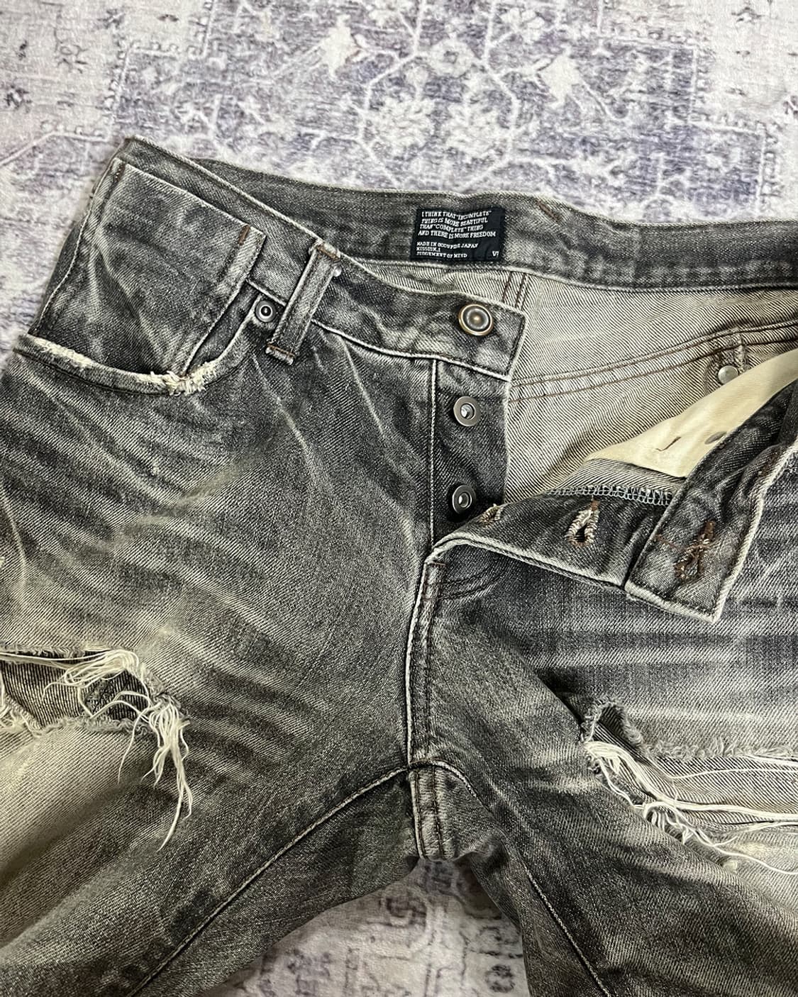 Y2K Grunge Curved Distressed Denim Pants 상품이미지8