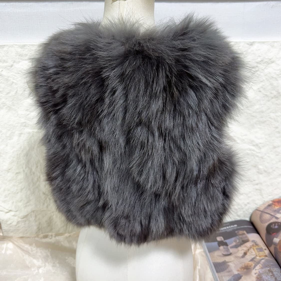 빈티지 그레이 여우털 폭스퍼 조끼 베스트 상품이미지4