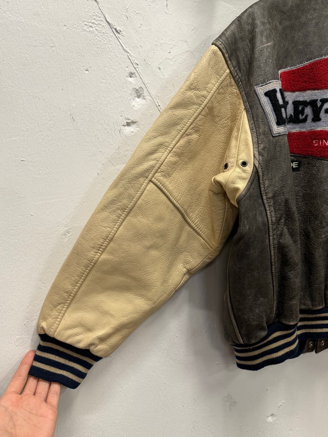 M) 90s Harley-Davidson Leather Varsity J 상품이미지8