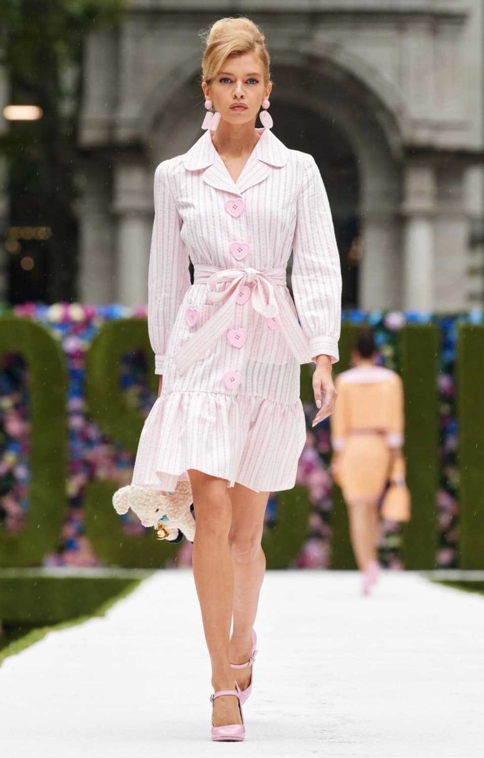 새상품) 모스키노 하트 버튼 스트라이프 원피스 상품이미지5