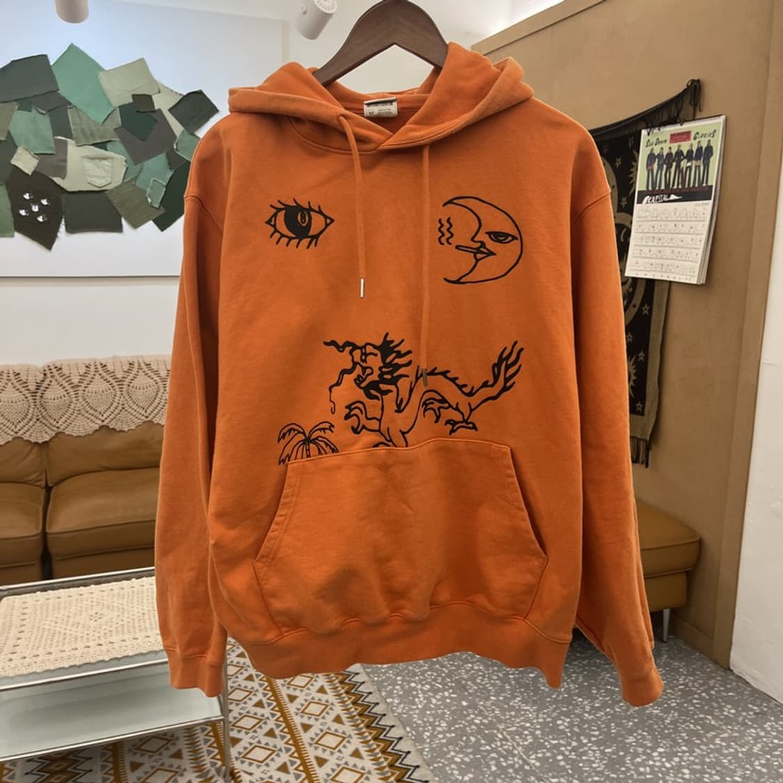 더바이닐하우스 레트로 스트릿 펑크 키치 오렌지 후드티 M C10896 상품이미지3