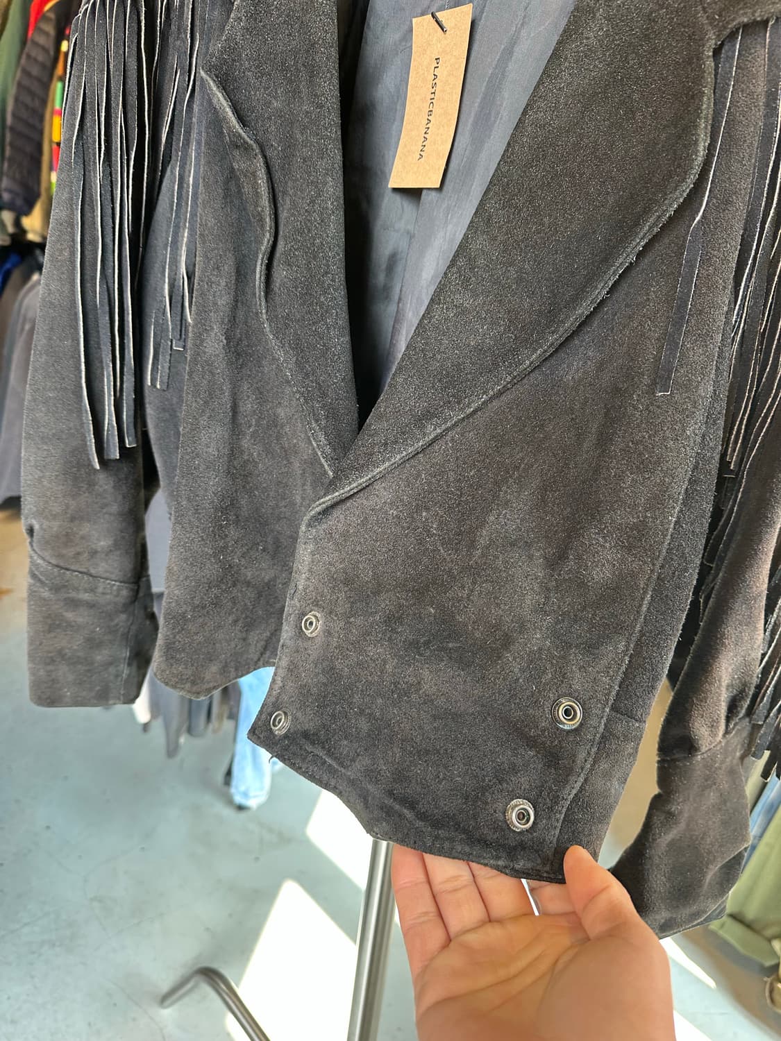 90s 헤비리얼레더 스웨이드 프린지 자켓 상품이미지5