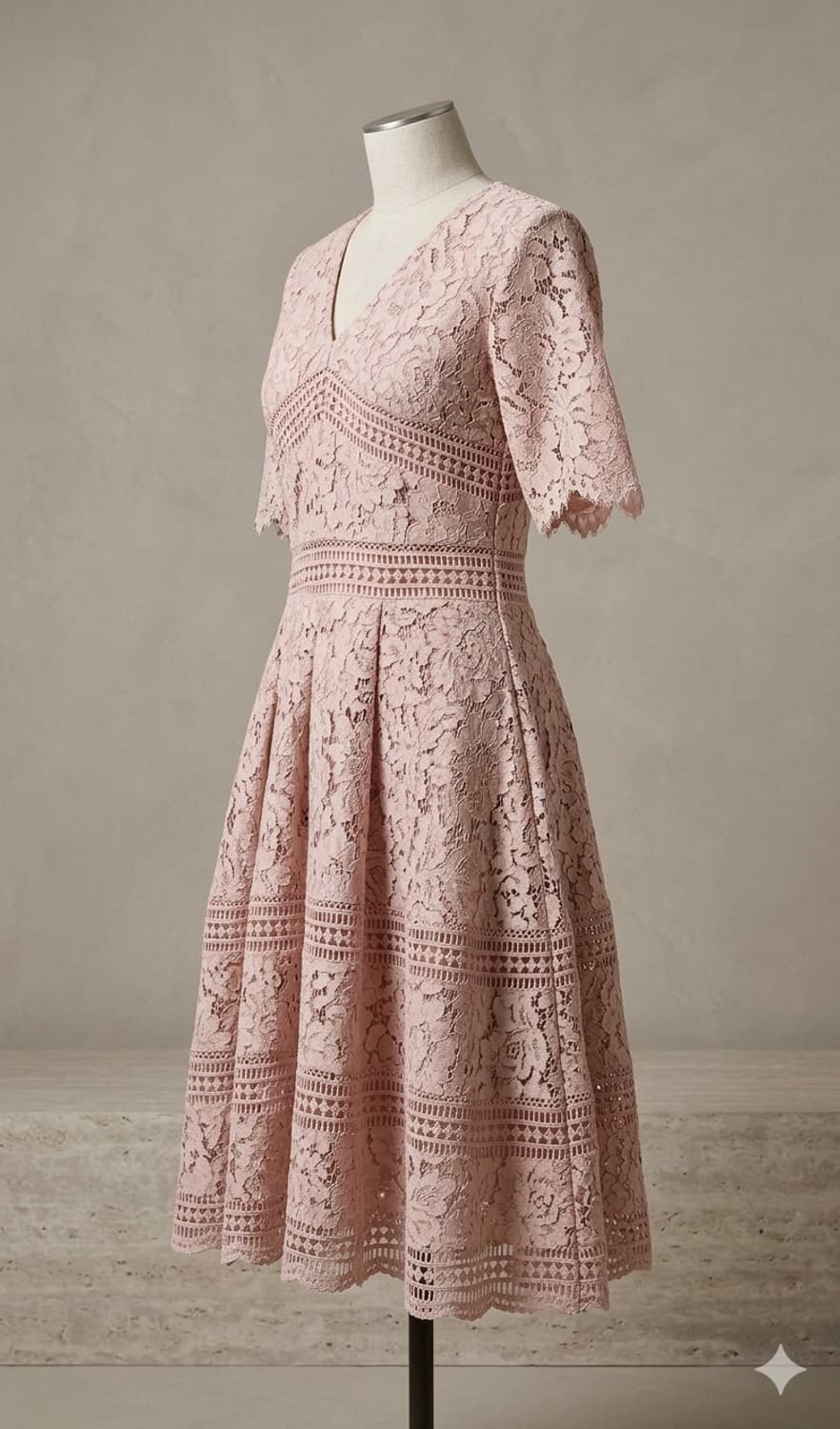 💗하객룩 추천 | 핑크 레이스 브이넥 미디 원피스 55~슬림66 | 날 상품이미지2