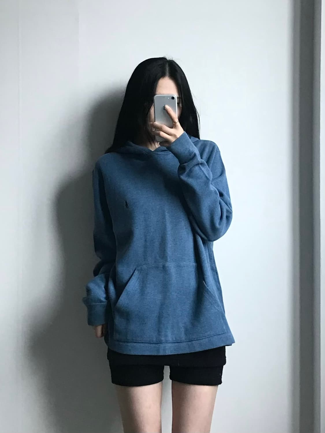 폴로 랄프로렌 자수로고 색상 블루 후드티 상품이미지1