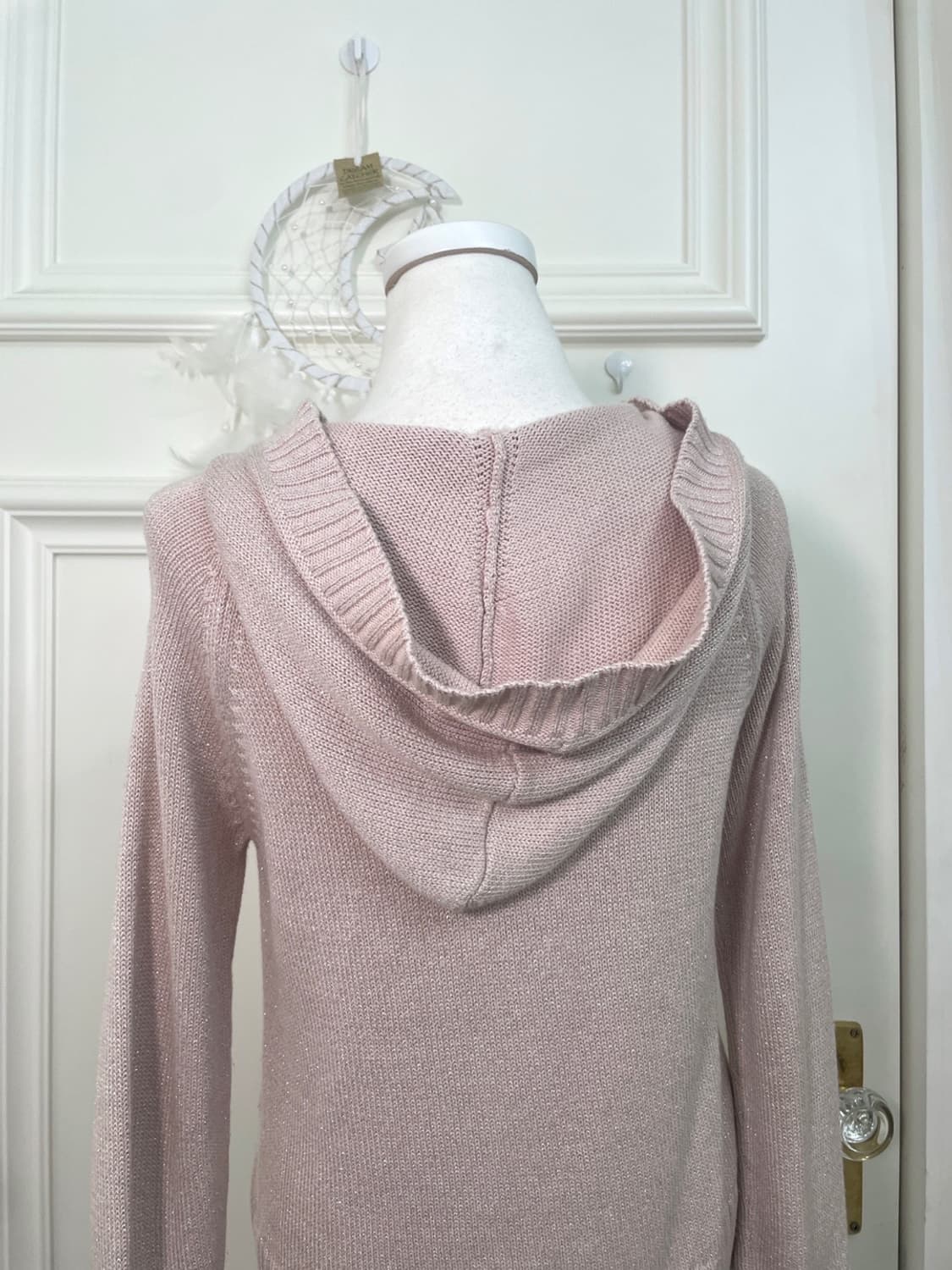KUMIKYOKU pink glitter hoodie cardigan 상품이미지4