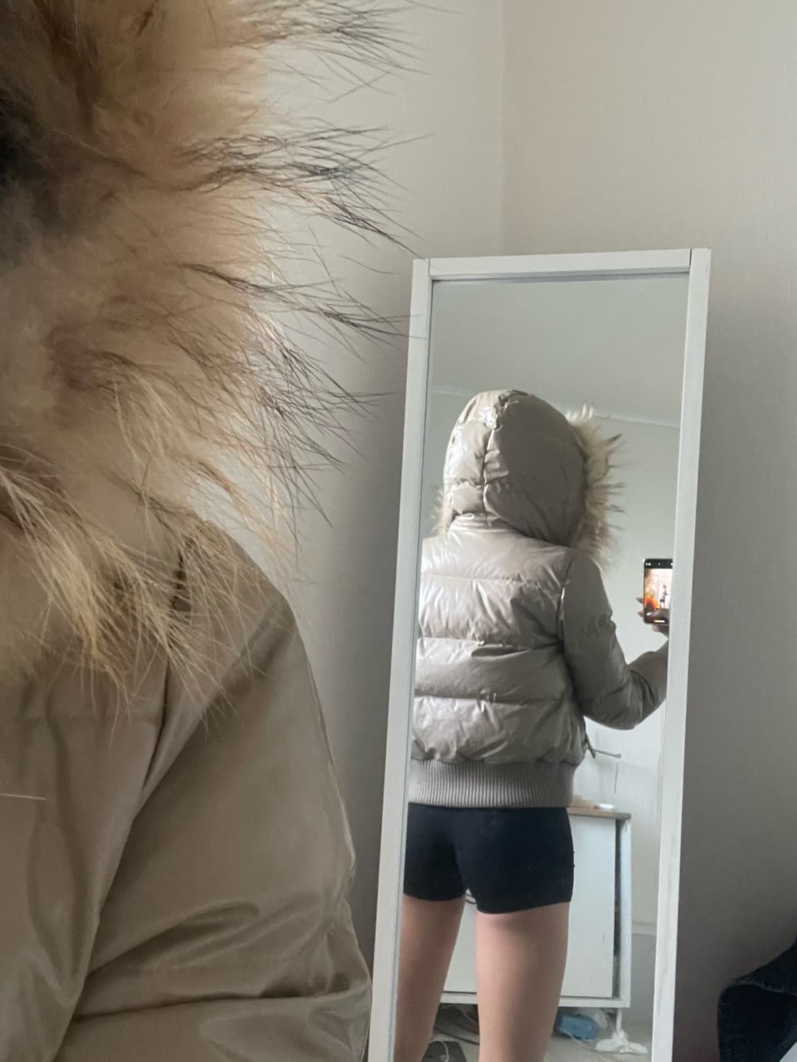 일본 빈티지 라쿤털 다운 글로시 크롭패딩 상품이미지2