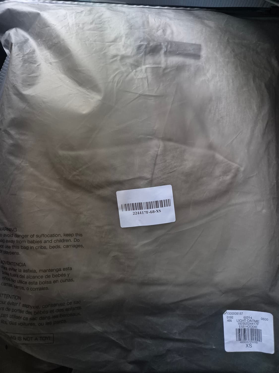 피어오브갓 에센셜 후드티 XS 라이트오트밀 상품이미지9