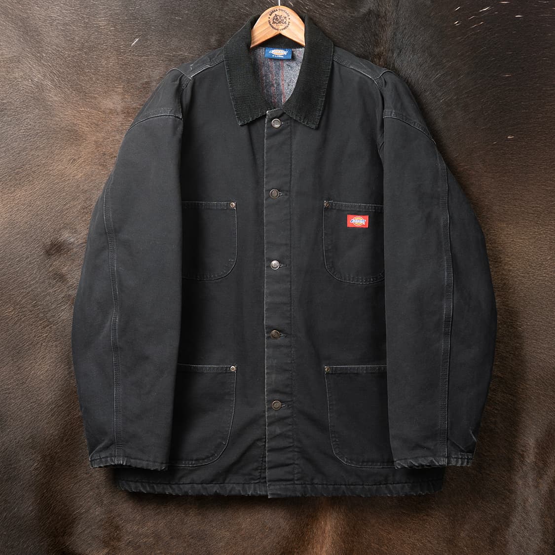 [XL] 90s 디키즈 워크웨어 블랭킷 라이닝 캔버스 쵸어코트 블랙  상품이미지1