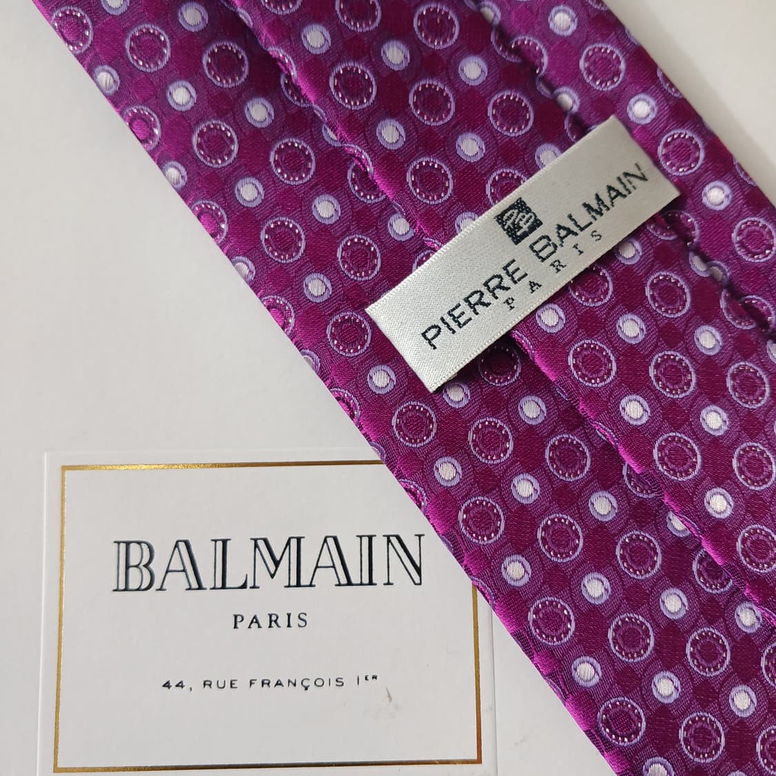 피에르 발망 실크 퍼플 기하 패턴 넥타이 9.3cm A+등급 A19703 상품이미지8