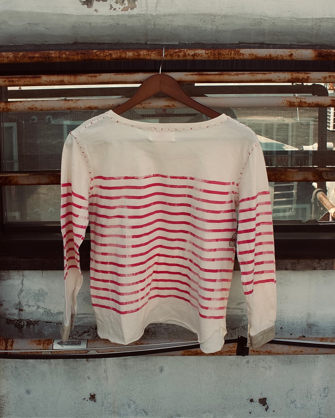 {𝑟𝑒𝑚𝑎𝑘𝑒} JP vintage red stripe t 상품이미지4