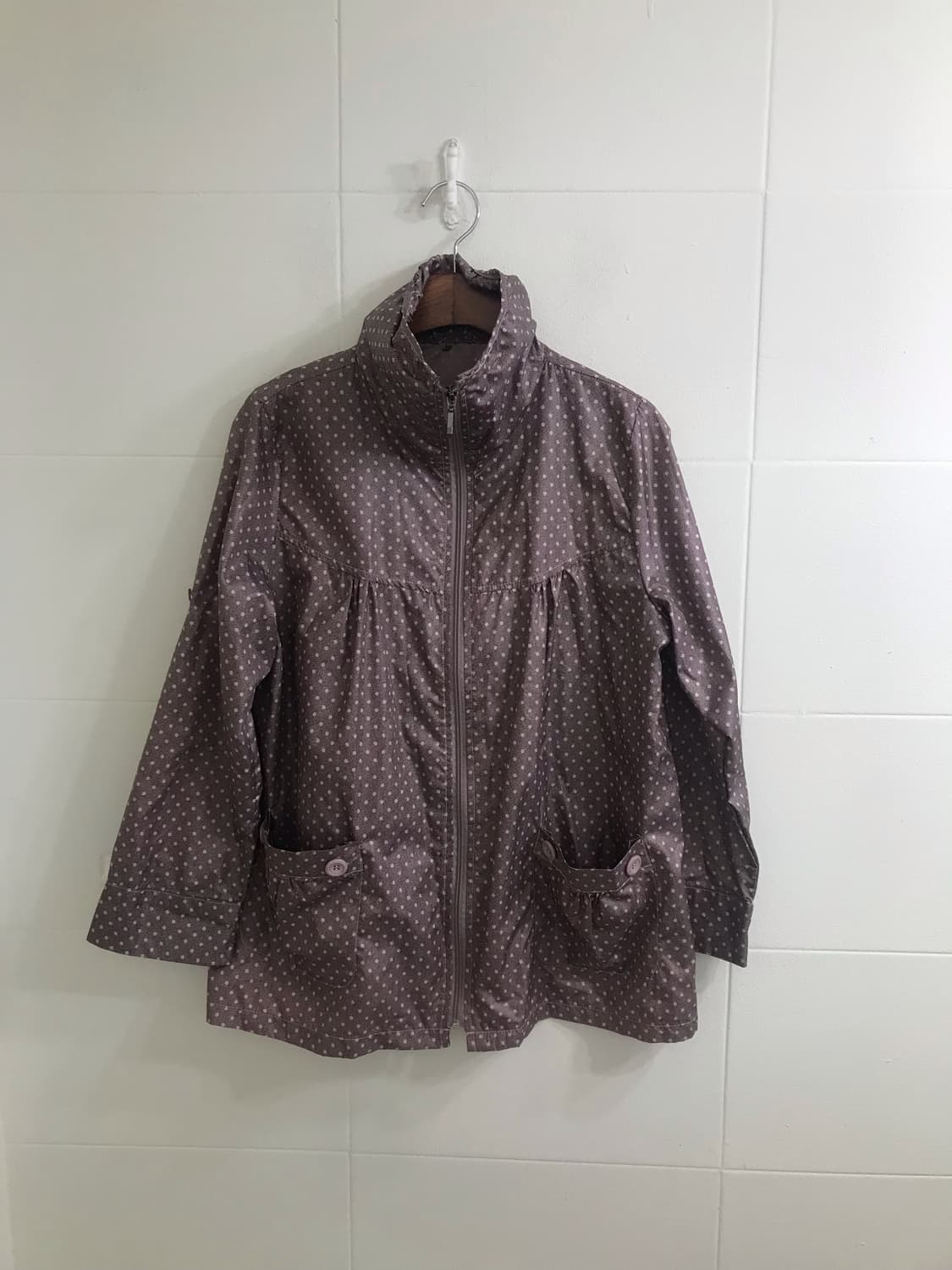 뮤트핑크 멀멀 카키 하구미 모리걸 도트 바람막이 코디세트 상품이미지4