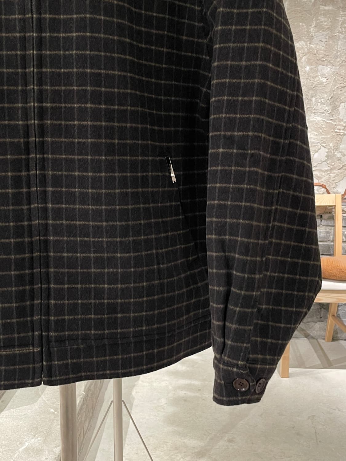 발망 다크 브라운 체크 울 집업 자켓 상품이미지5