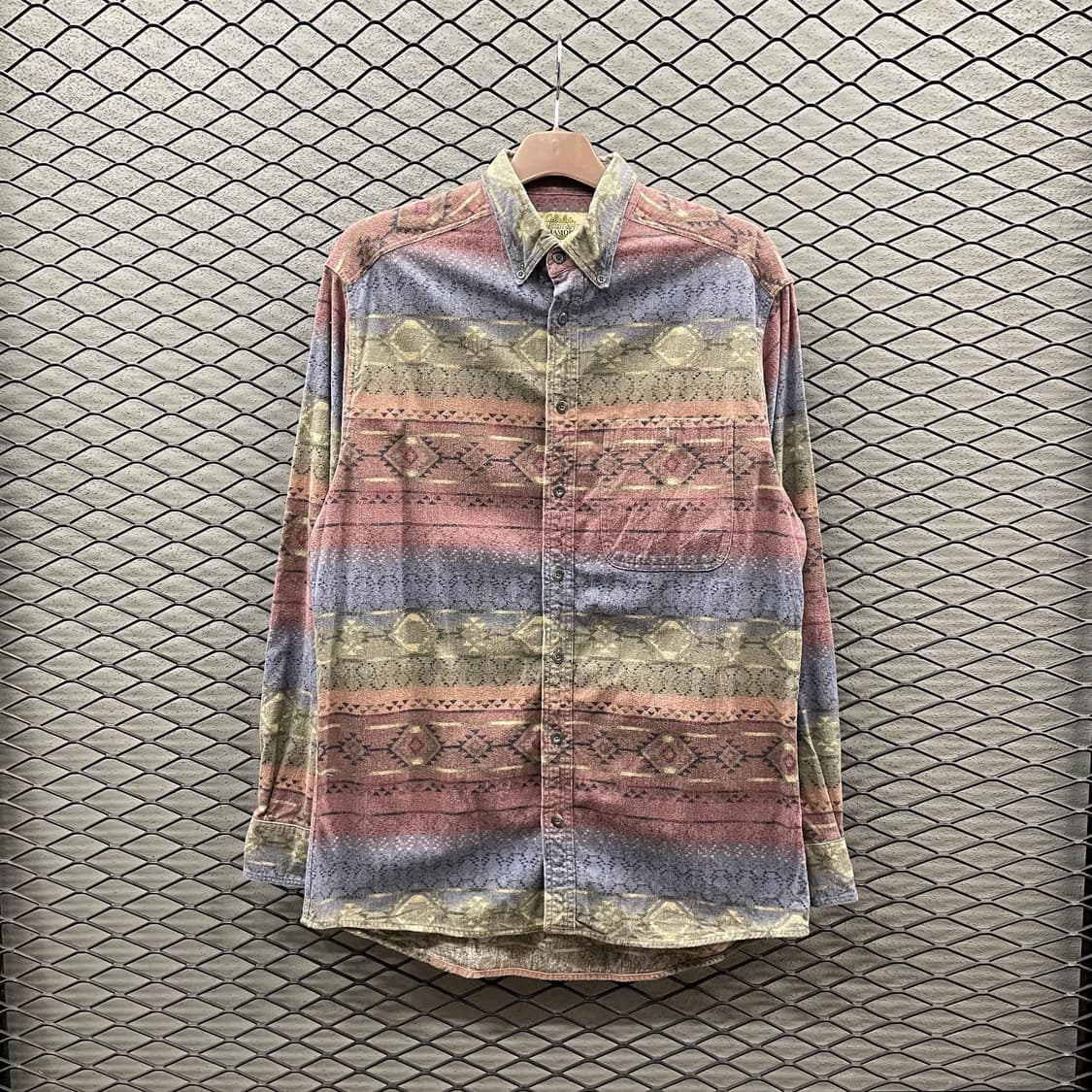 USA VINTAGE 플란넬 셔츠 웨스턴 아즈텍 패턴 디테일 핑크 블루 상품이미지2