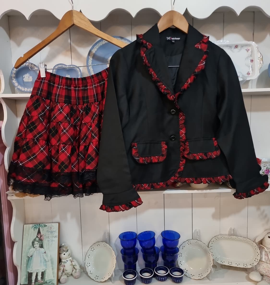 Tuch.Rouge 체크 플리츠 스커트 셋업 상품이미지2