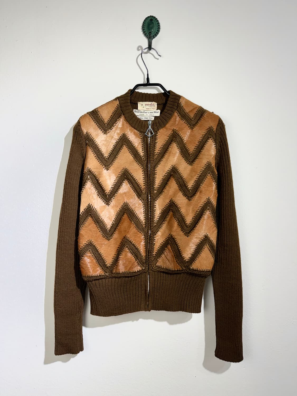 70s 이태리 메이드 카프헤어 니트 집업 상품이미지1