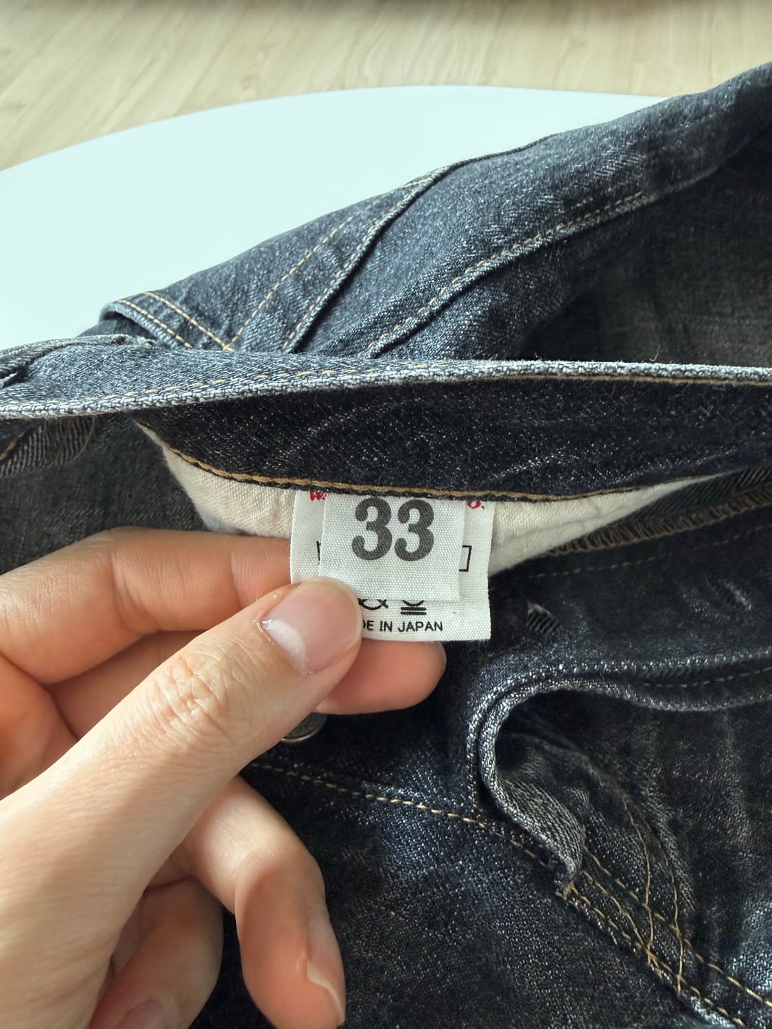 웨어하우스 블랙데님 흑청 워싱 33사이즈(실32사이즈) 상품이미지4