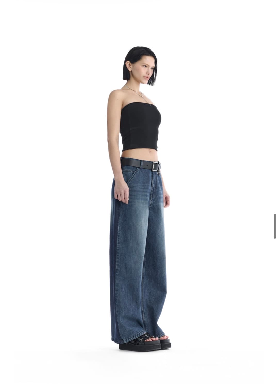 [트리밍버드] Tonal Wide Denim Pants (Blue) 상품이미지2