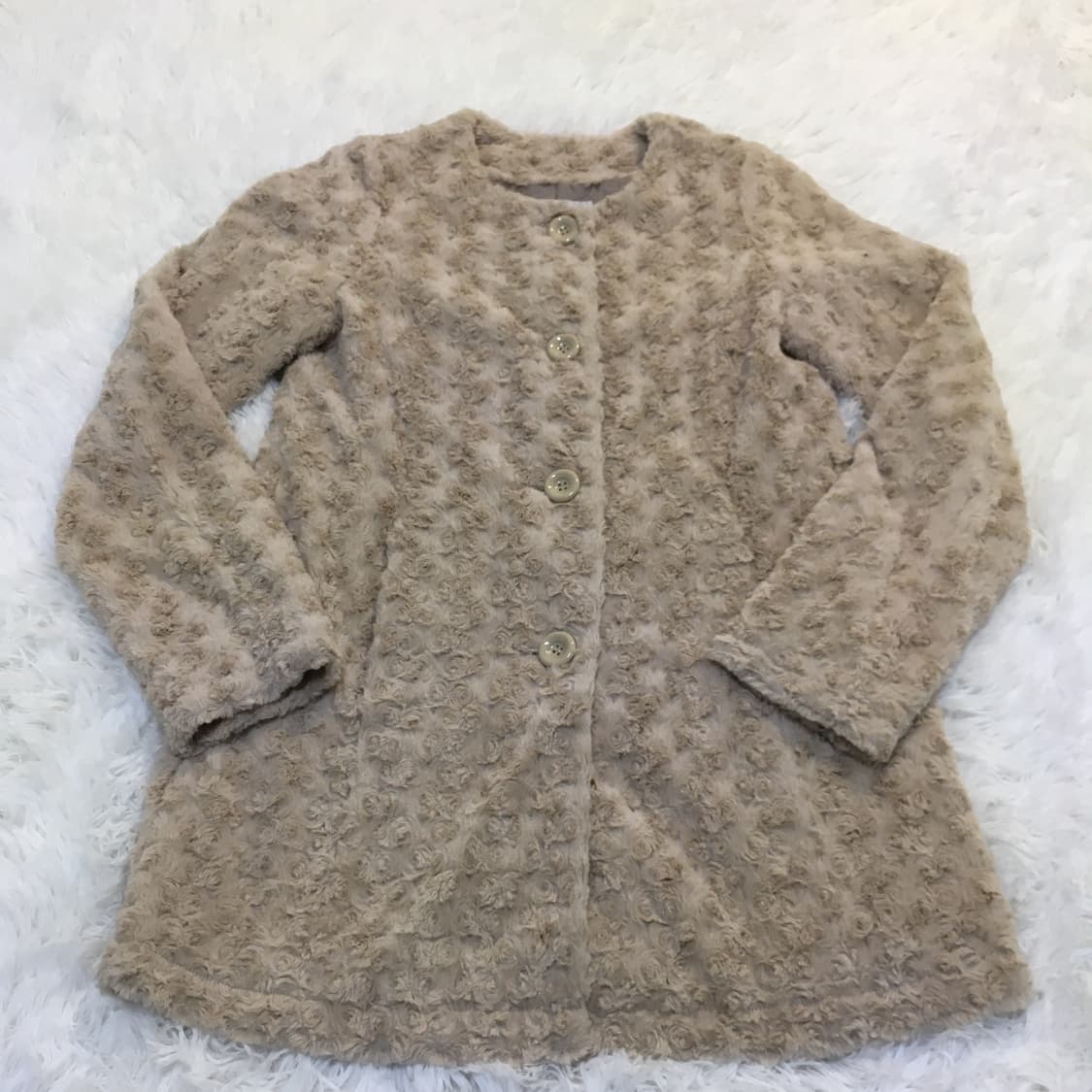 빈티지 아이보리 로즈 퍼 자켓 y2k 스트릿 갸루 펑키 일본빈티지726  상품이미지1