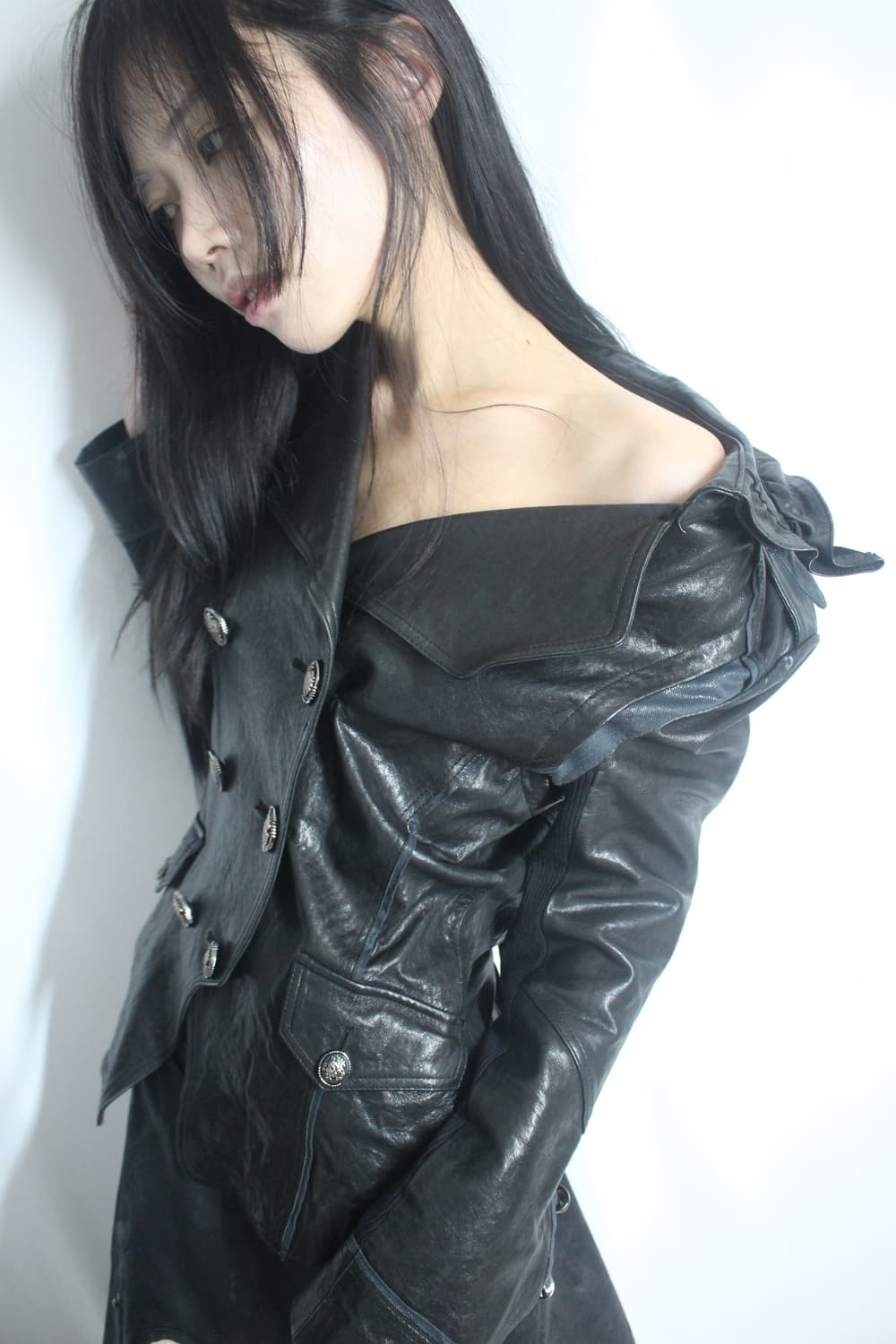 Antique frill trench leather jacket 상품이미지1