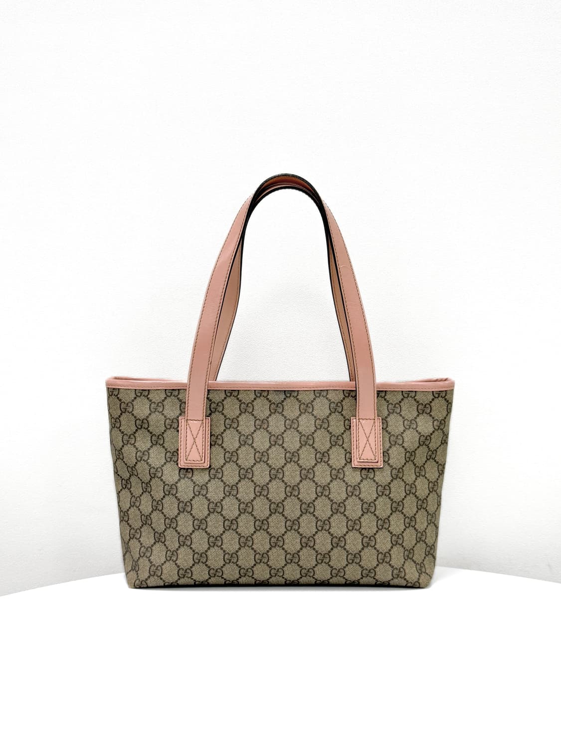 구찌 GG 수프림 캔버스 핑크 레더 쇼퍼백 상품이미지4