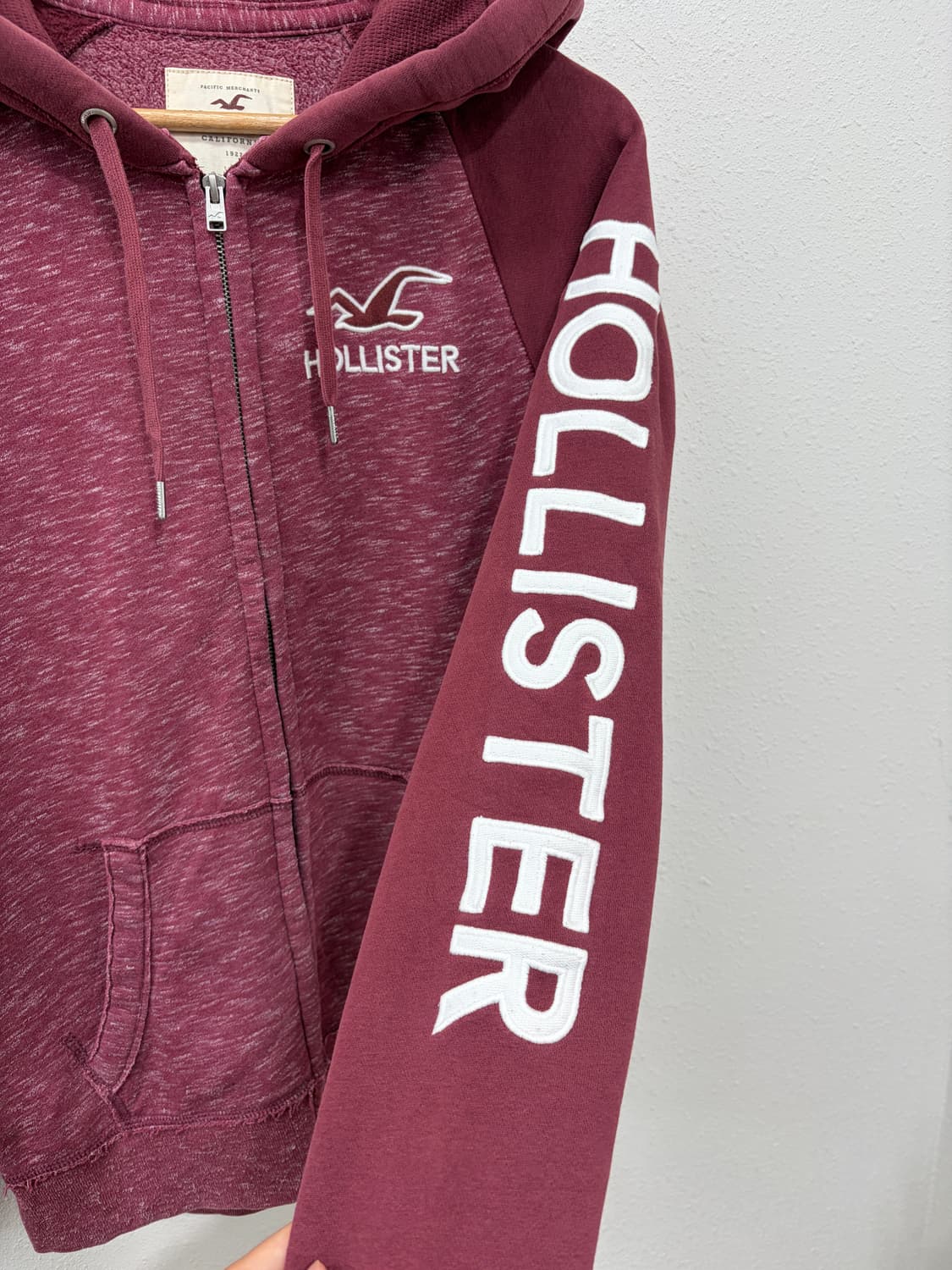 HOLLISTER 집업 후드티 버건디 상품이미지3