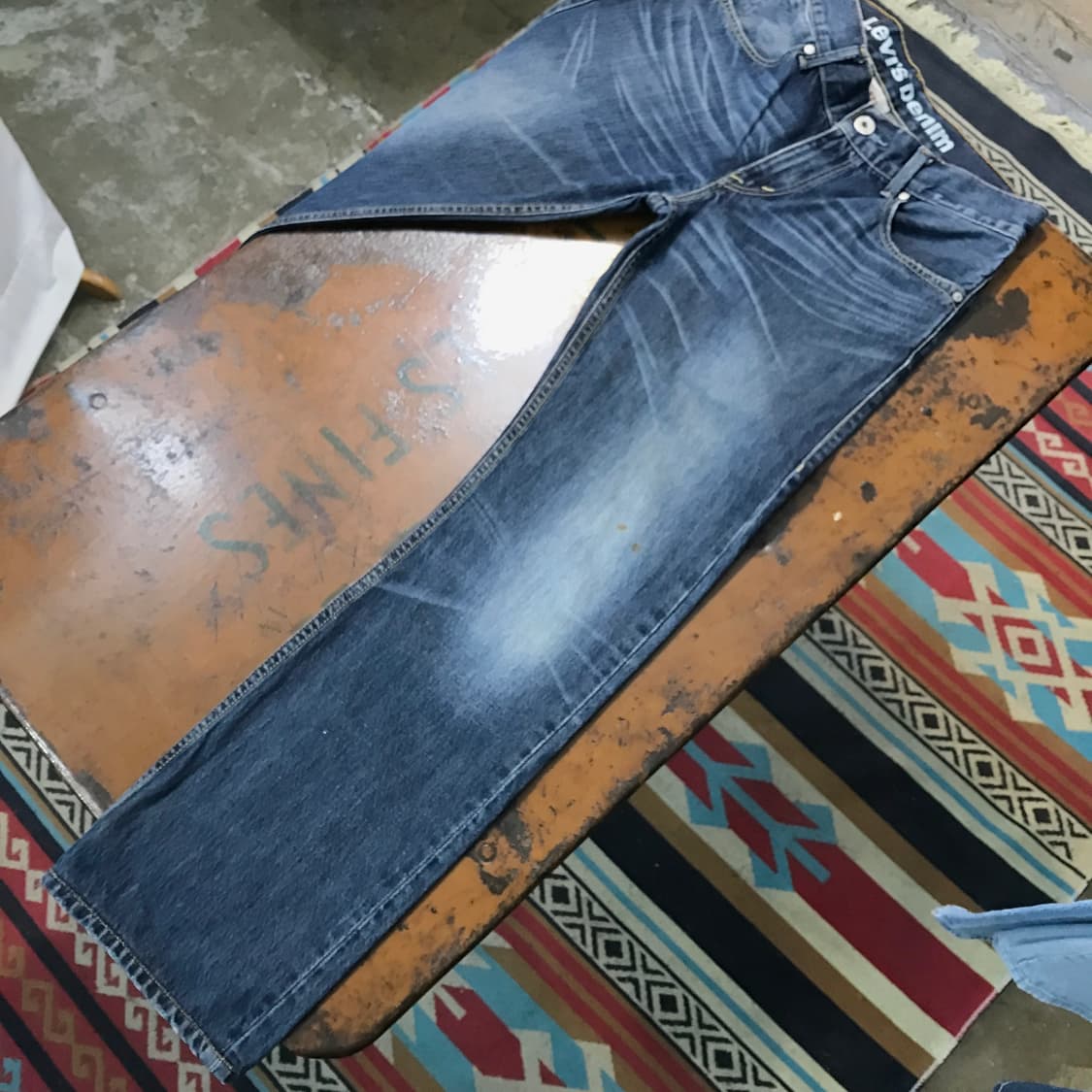 리바이스 523 다크 블루 워시드 데님 팬츠 허리 32 사이즈 상품이미지4