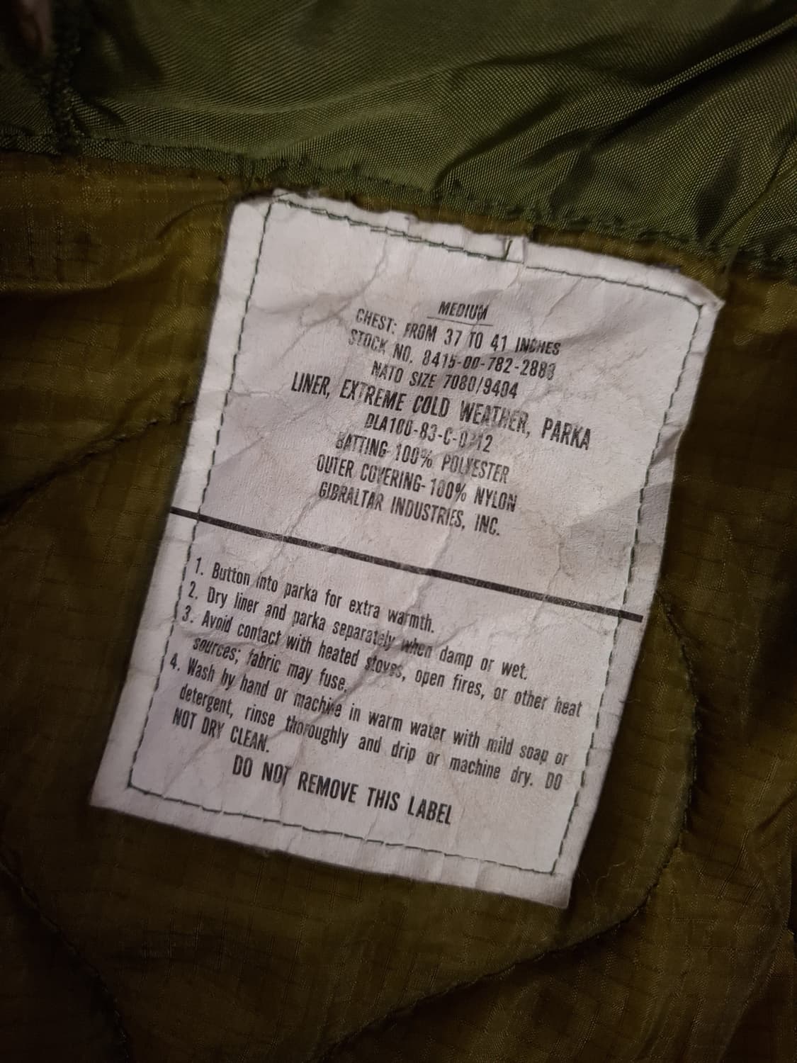 오리지날 미군 M-65 개파카 미듐 풀셋트 상품이미지2