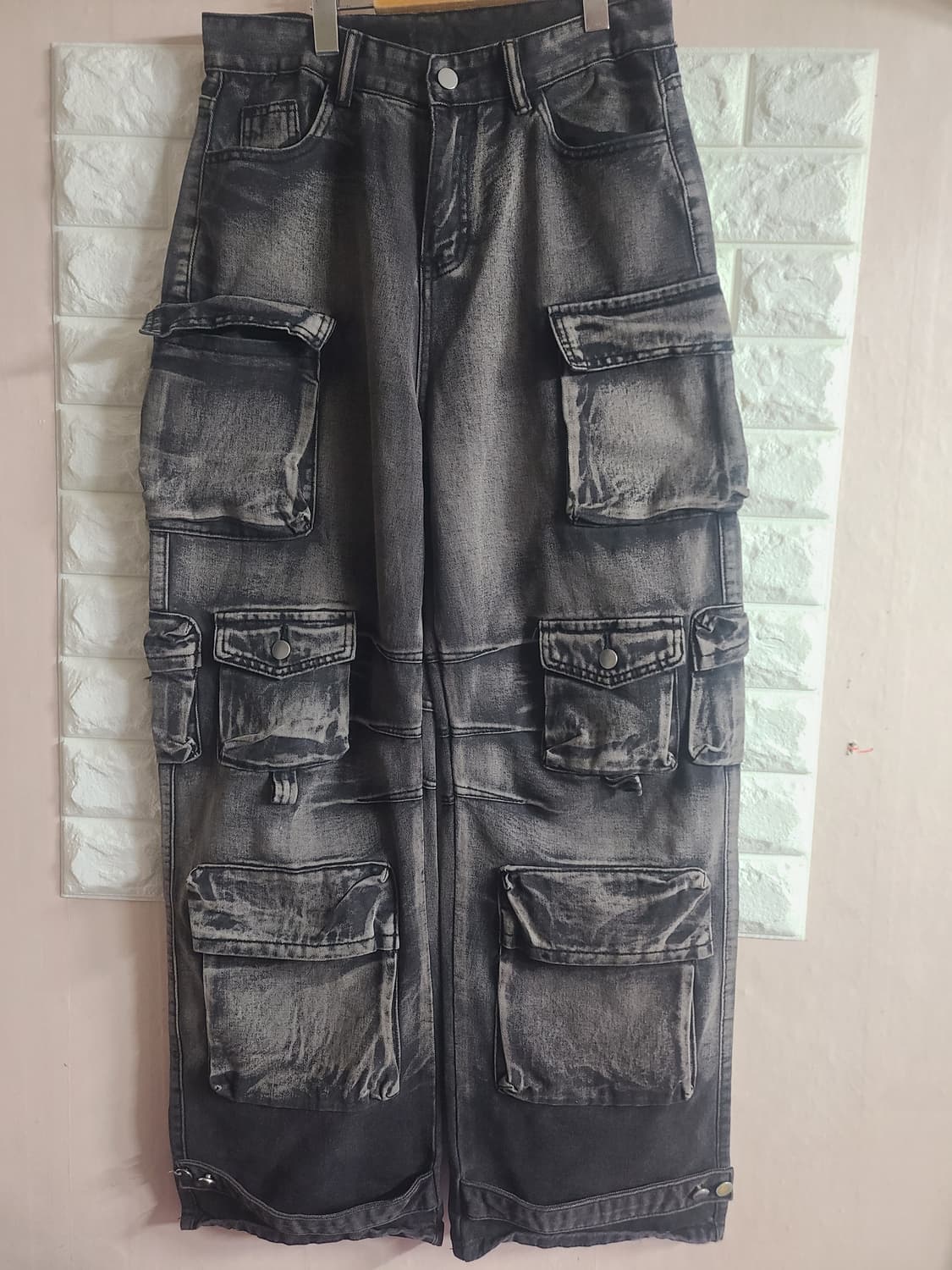 워싱 블랙 카고 데님 팬츠(30-31) 상품이미지1