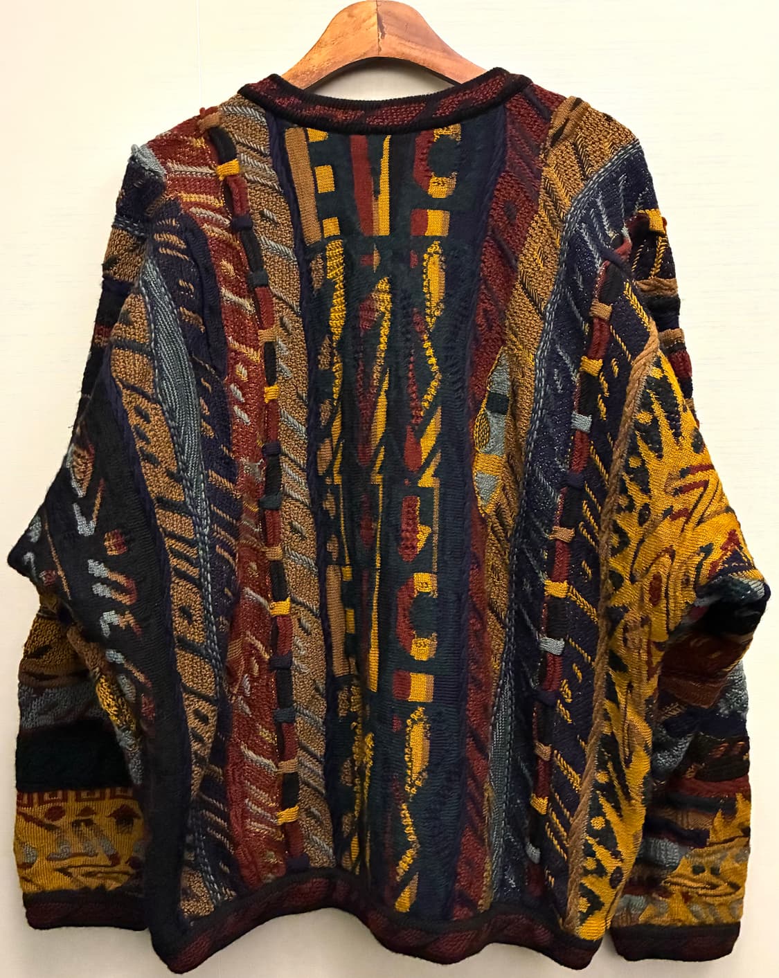 (M/103)Coogi 쿠지 3D 에스닉 빈티지 케이블 V넥 니트 상품이미지8