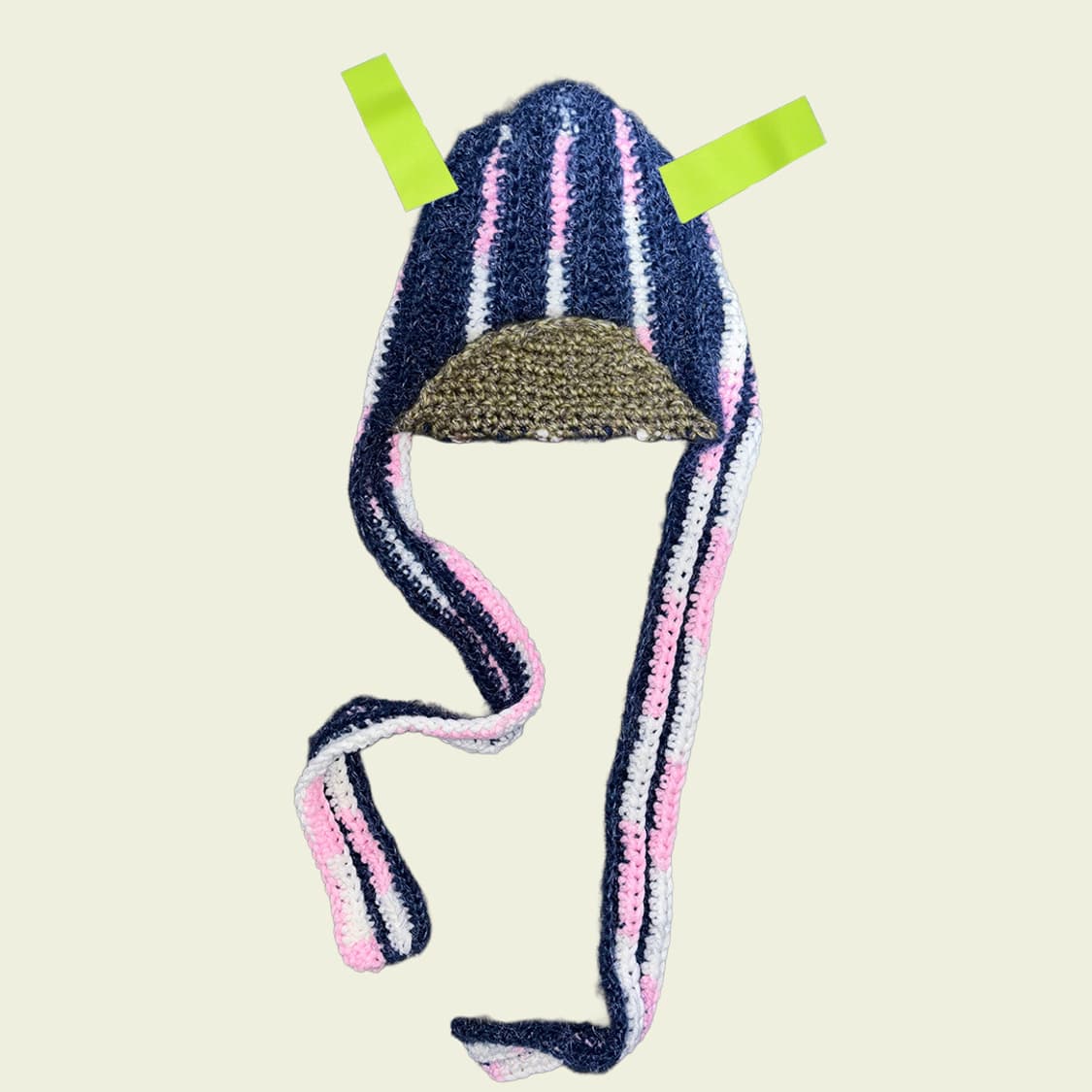 Handmade pink&blue stripe earhat 상품이미지2