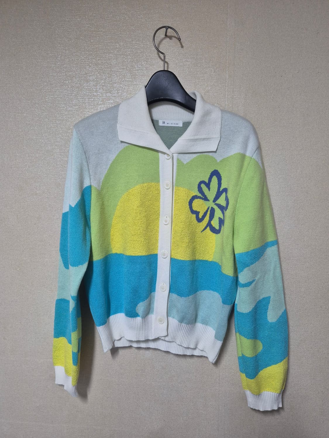 잇미샤 컬러블럭 카라 가디건 상품이미지1