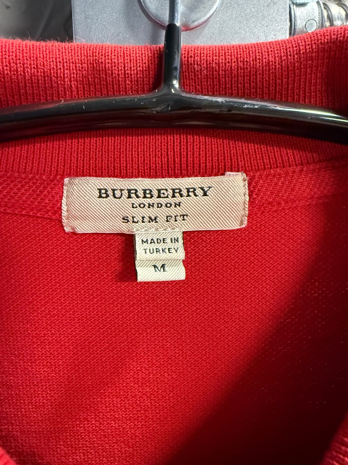 M 버버리 BURBERRY 슬림핏 빅 로고 자수 PK 반팔 레드 상품이미지5