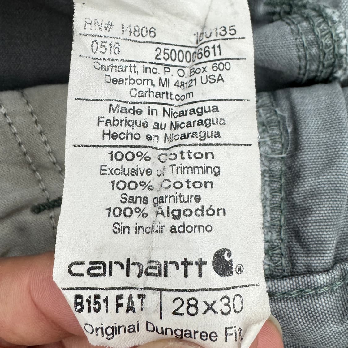 칼하트 OG 가죽패치 카펜터 페이딩 와이드 워크팬츠 상품이미지10