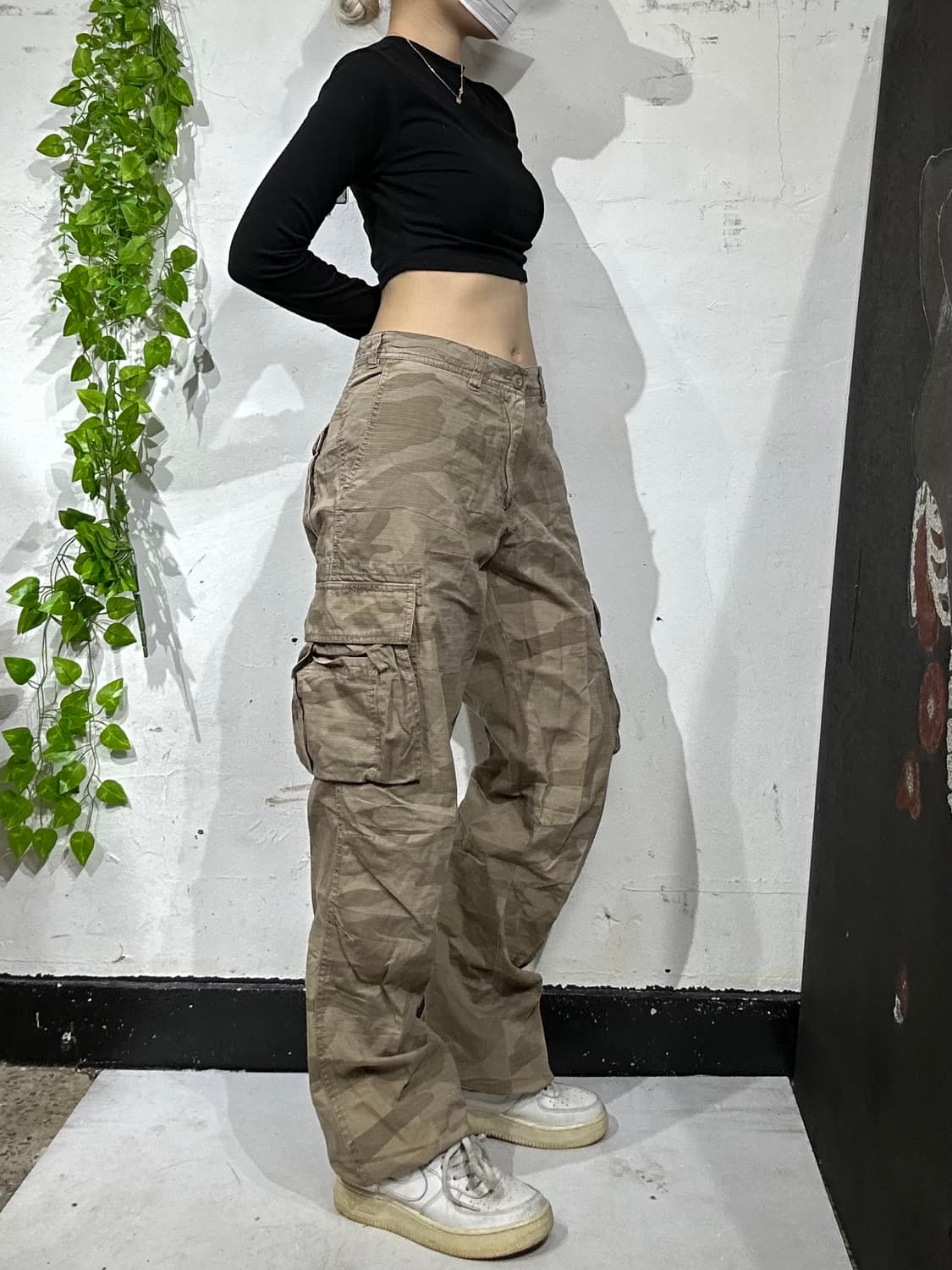 일본 빈티지 IGNIO 밀리터리 데저트 카모 와이드 카고 팬츠 군대 바지 상품이미지1