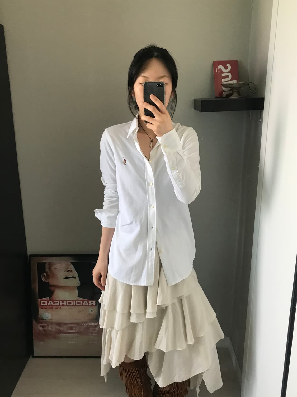 폴로 랄프로렌 니트 옥스포드 포니로고 화이트 셔츠 상품이미지5