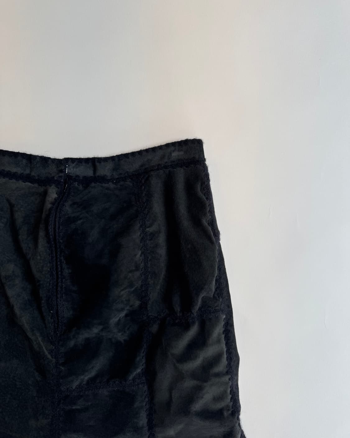 Black Patchwork Suede Skirt 상품이미지3